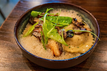 Close up shot of beef dumpling
