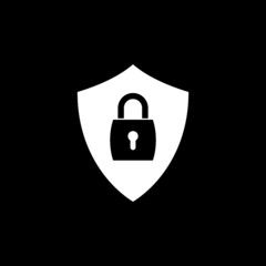 Security shield icon isolated on dark background