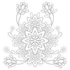 coloring book page. flower petals, flower petals illustration isolated on white background