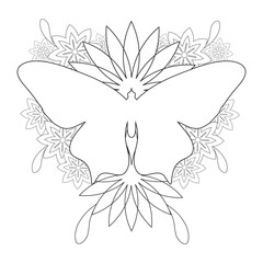 coloring book page. flower petals, flower petals illustration isolated on white background