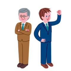 年配の男性と若い男性のイラスト