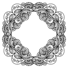 Black and white doodle square frame.