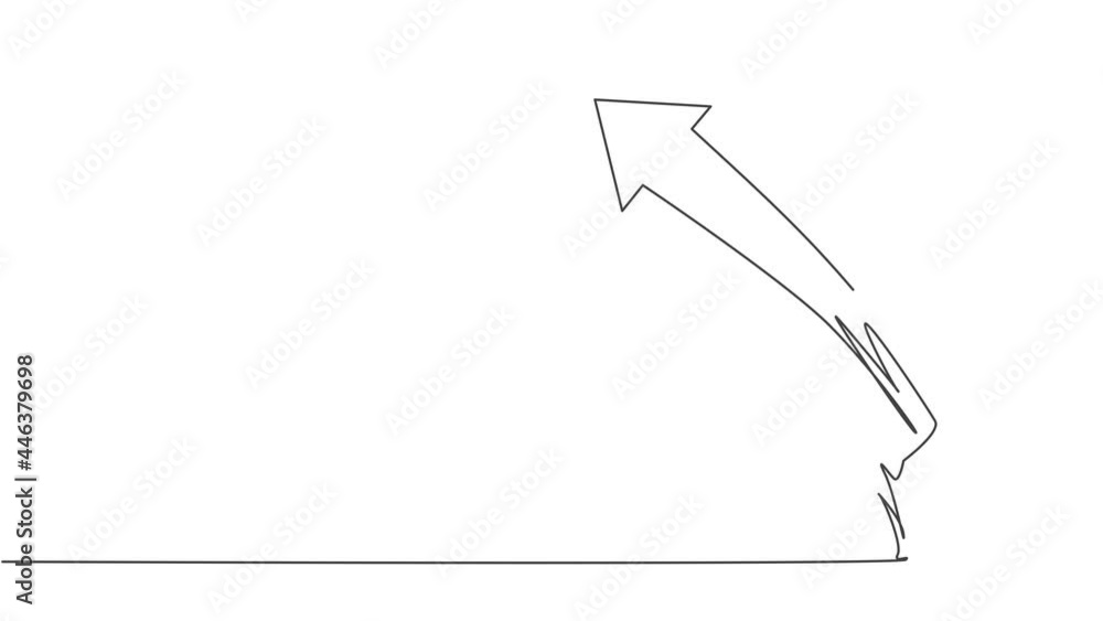 Poster self drawing animation of single continuous line draw metal spring with leaping up arrow symbol abov