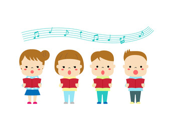 合唱　歌をうたっている四人の子どもたち