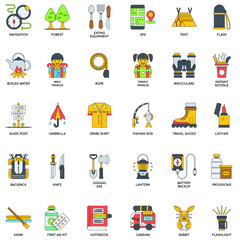 Backpacker camp colour Elements, Thin Line and Pixel Perfect Icons