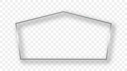 Silver glowing tetragon shape frame with shadow