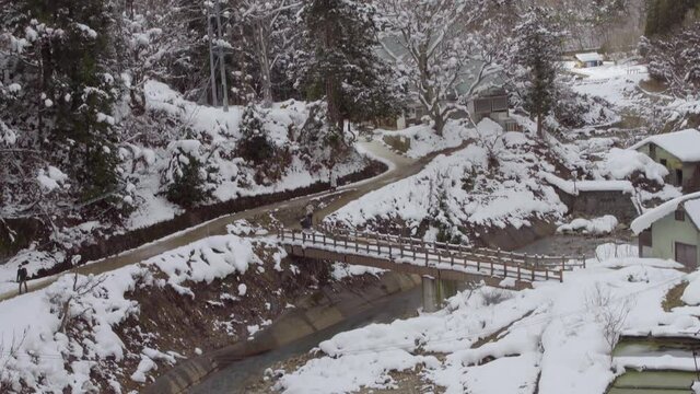 長野県山ノ内町　地獄谷野猿公苑周辺の冬景色
