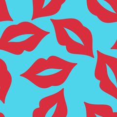 Seamless pattern tile with lip shapes. Kiss.