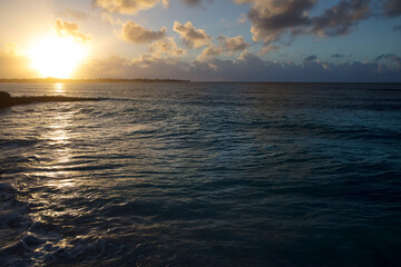Obraz premium Summer on Barbados Island. Exotic vacations. Palm trees. Turquoise water. Sunny blue sky. Beautiful white-sand beach.