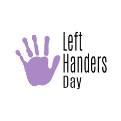 Left Handers Day, left hand print for post or postcard
