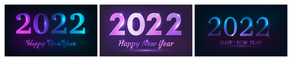 2022 Happy New Year neon background