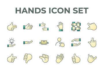hands set icon, isolated hands set sign icon, vector illustration