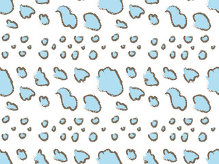 Abstract animal skin leopard seamless pattern design. Jaguar, leopard, cheetah, panther fur. Grey and blue seamless background.