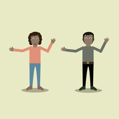 Male and female couple with separate body elements. Vector. Modern and flat style.
