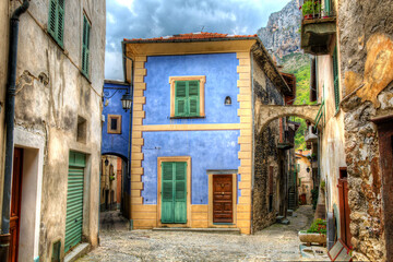 Fototapeta na wymiar Small Square in La Brigue, Alpes-Maritimes, Provence, France