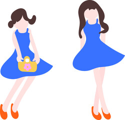 青いドレスの女性二人