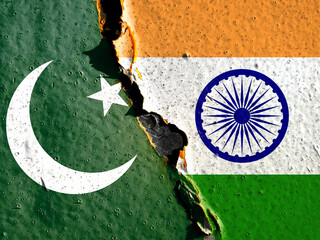 Indian flag and Pakistan flag