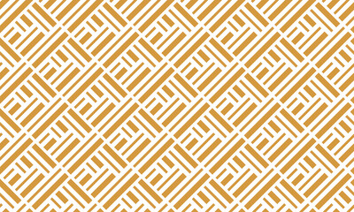 Abstract geometric pattern with stripes, lines. Seamless vector background. White and gold ornament. Simple lattice graphic design