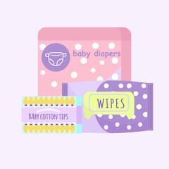 Cosmetics for mom and baby. Packing a hospital bag. Cosmetics for newborn.