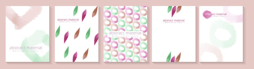 Morandi Colors Hand drawn watercolor texture vector. Abstract art background card decoration design .brush. leaf sample design