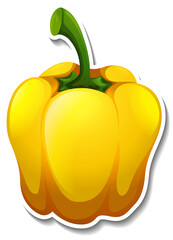 Yellow capsicum sticker on white background