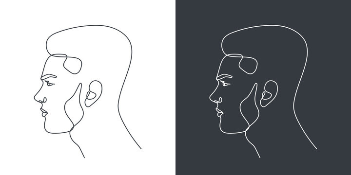 recommend clip art: Mans faces in one line art style. One line art. Vector illustration