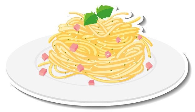 Spaghetti carbonara sticker on white background