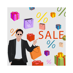 Sale poster in pastel illustration