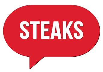 STEAKS text written in a red speech bubble