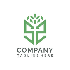 SS letter with nature leaf company logo design