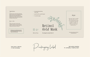 Hand drawn line art cosmetics vector label design template. Beauty illustration of elegant signs and badges for beauty, natural cosmetics, wellness, creative agency, fashion, wedding