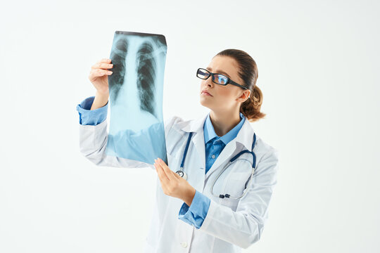female doctor x-ray examination diagnostics hospital professional