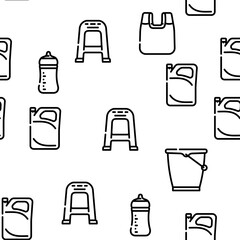 Plastic Accessories Vector Seamless Pattern Thin Line Illustration