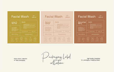 Hand drawn line art cosmetics vector label design template. Beauty illustration of elegant signs and badges for beauty, natural cosmetics, wellness, creative agency, fashion, wedding