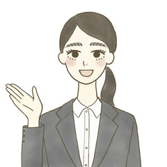 説明する女子就活生