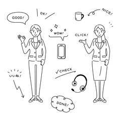 ビジネスウーマン・アイコンセット