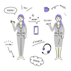 ビジネスウーマン・アイコンセット