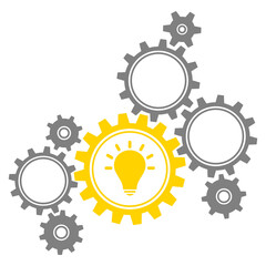 Zahnräder Gruppe Glühbirne Gelb/Dunkelgrau