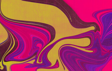 Abstract wavy vibrant facture. Splashed liquid paints. Psychedelic trippy effect. Distortion. Creative graphic design. Colorful artistic illustration. Digital art. Wallpapers for desktop.