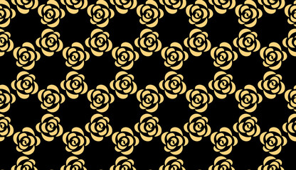 Flower geometric pattern. Seamless vector background. Gold and black ornament