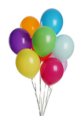 Bunch of colorful balloons on white background