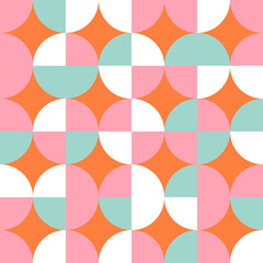 Geometric vector seamless pattern. Modern background with simple shapes in pastel colors.