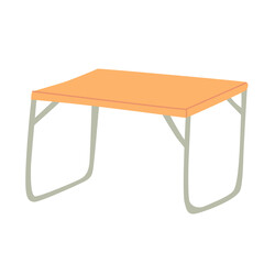 Folding camp table. Hand drawn flat vector illustration. Camping equipment. Outdoor furniture.