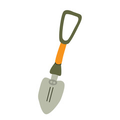 Folding camp shovel. Hand drawn flat vector illustration. Camping equipment.