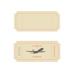 Ticket template in vintage old retro style as blank empty vector design and boarding pass example flat cartoon illustration isolated