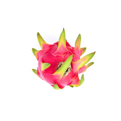 Dragon fruit isolated on white background, top view