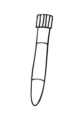 Test tube hand drawn outline doodle vector illustration isolated on the white background. Laboratory chemical test tube. Lab diagnostics