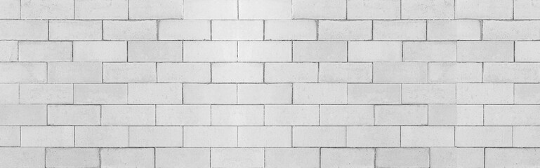Panorama of Modern white brick wall texture for background