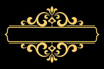 Vintage gold and black element. Graphic vector design. Damask graphic ornament