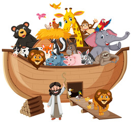 Obraz premium Noah's Ark with Animals isolated on white background